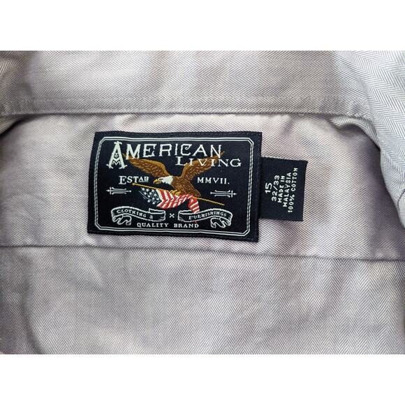 American Living Long Sleeve Button Down Shirt Men's 15 32/33 Purple 100% Cotton - Picture 4 of 6